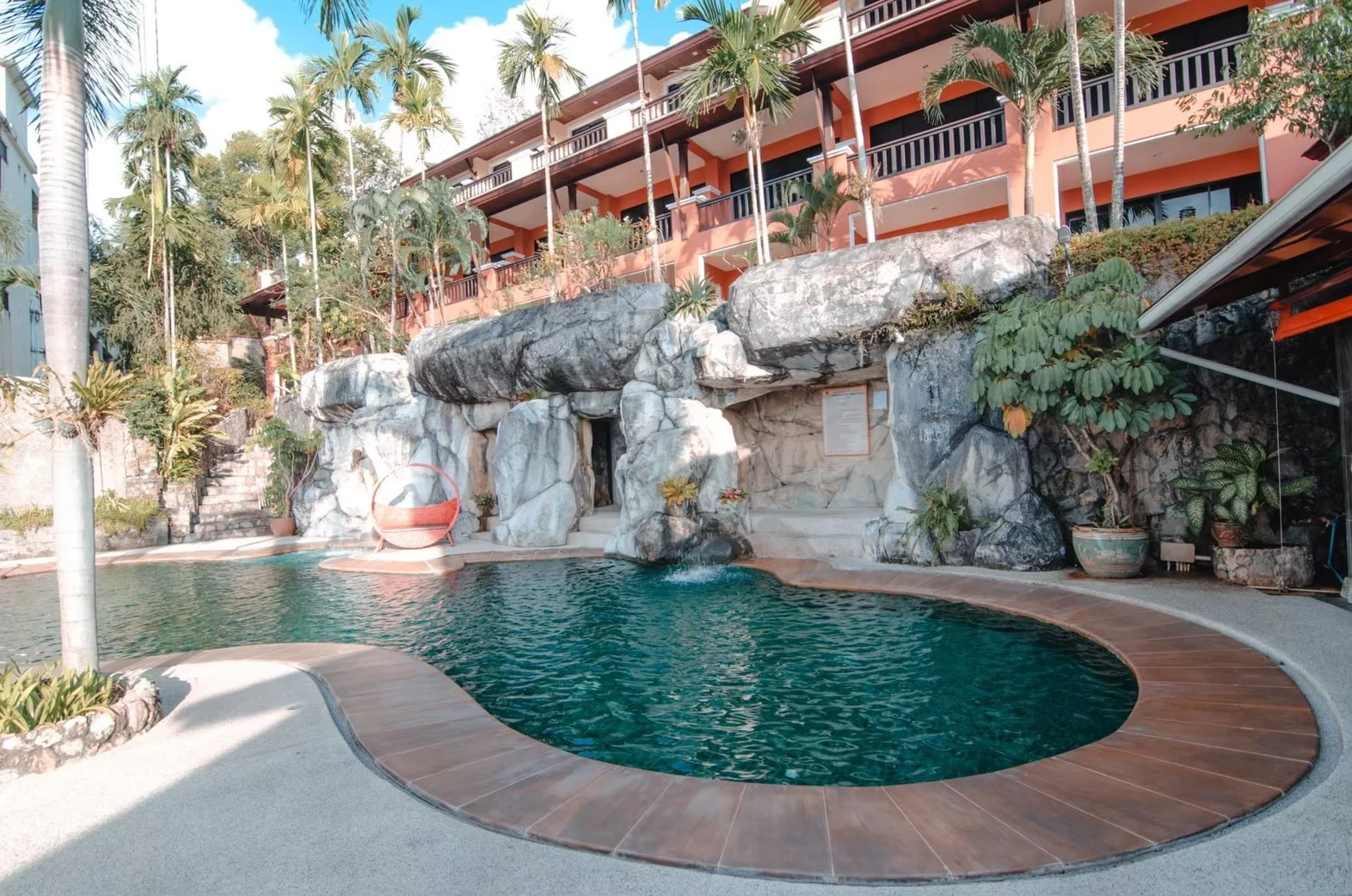 C&N resort swimming pool beneath the hillside rooms